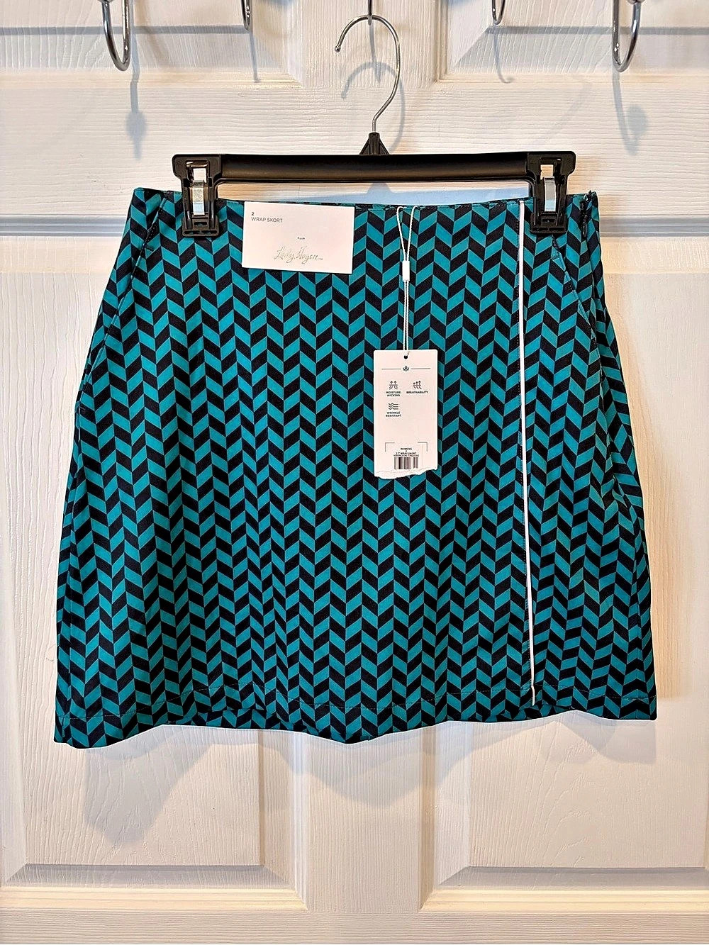 Lady Hagen 17" Wrap Skort Geometric Blue & Black Size 2 New